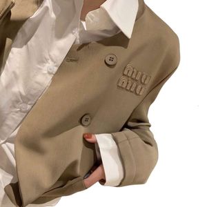 Abrigo Miumius diseñador de moda de lujo para mujer versión alta Original estándar familia nuevo conjunto de traje chaqueta falsa de dos piezas + pantalones de pierna ancha