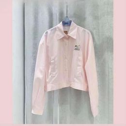 Camisa Miun Miun de diseñador de moda de lujo para mujer, camisa Raya Rosa Premium, nueva camisa holgada para primavera/verano para mujer, Mui 905