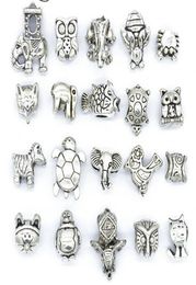 Mix 20 Dieren Antiek verzilverde legering Big Hole Charms Spacer Beads Fit Charm Bracelet Diy Sieraden Kettingen Hangers Charms1390800