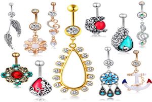 Mix 20 stijlen Belly Piercing Nombril roestvrijstalen bloem body sieraden navel knop ringbell bar tragus earring2680565