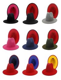 Mélanger 38 couleurs chapeaux mode double face correspondant couleur hommes et femmes 039s bord plat Jazz cheveux haut Hat8688978
