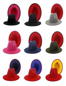 Mélanger 38 couleurs chapeaux mode double face correspondant couleur hommes et femmes 039s bord plat Jazz cheveux haut Hat8688978