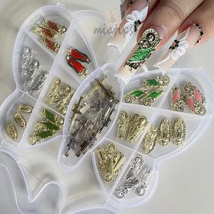 Mélange de breloques à ongles 3D Santa Muerte, pierres précieuses en métal, pierres précieuses de la vierge marie, acrylique, bijoux d'art, accessoires de décoration, 231226