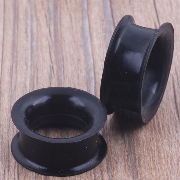 Mezcle 4-25mm silicona doble llamarada silicona túnel de carne tapón para los oídos 96 Uds cuerpo de color negro jewelry247g