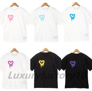 Mélanger 6 couleurs lettre à manches courtes hommes t-shirt chemises paumes sumer lâche t-shirt coton hommes t-shirts tee top causal coeur designer femmes plams décontracté