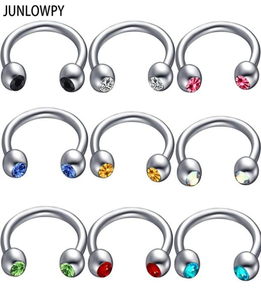 Mélanger 614 mm en argent septum gemme Piercing 100pcslot avec 10 couleurs Piercing 16g Nose cerce tragus oreille Bijoux de carrosserie Men7258015