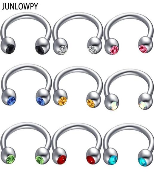 Mélanger 614 mm en argent septum gemme Piercing 100pcslot avec 10 couleurs piercing 16 g de nez tragus