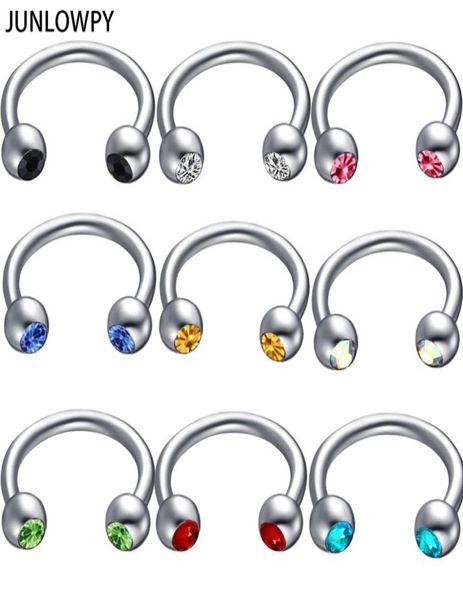 Mélanger 614mm Argent Septum Gem Sourcil Piercing 100pcslot avec 10 couleurs Body Piercing 16G Nez Cerceau Tragus Oreille Corps Bijoux Hommes K411596848