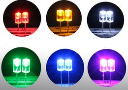 Mélanger 6 couleurs à travers le trou plat concave 5MM perles de lumière de diode LED pour bande LED, noël etc.
