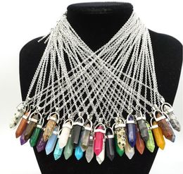 Mix 72 kleuren natuursteen hanger Drusy ketting roestvrij stalen ketting bullet zeshoekige prism zwarte lava diffuser ketting