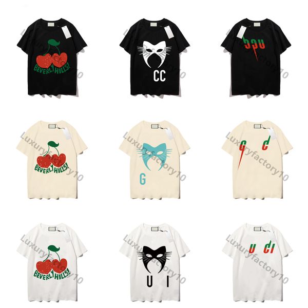 Mezcle 16 colores 2022 Venta de lujo transpirable Primavera Verano manga corta Mujer Chica Camiseta estampada O-cuello Señora Tees Tops con etiquetas y etiqueta