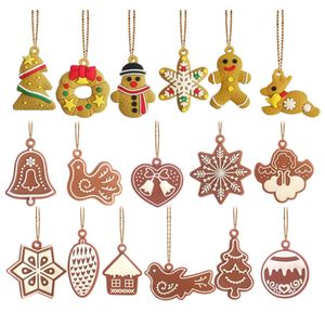 Mezcla de amuletos colgantes de Navidad, adorno de árbol de Navidad, colgantes de muñeco de nieve de pan de jengibre de PVC, accesorios de joyería DIY al por mayor