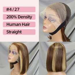 Mélangez la couleur brune en dentelle Bobohair Full frontal Bobo Hair Wig Human Heuvr