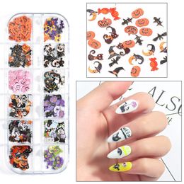 Menken kleur Nail Art Pailletten voor Manicure DIY Kerstmis Halloween Bloem Vlinder Nagels Sieraden Decoratie 12 Roosters per doos