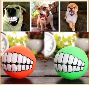 Mélangez une balle de compagnie de compagnie de compagnie drôle de compagnon de compagnie jouet en caoutchouc coloré ballon rond avec motif de dents chien mâcher des toys8260661