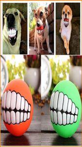 Mix Kleur Huisdier Bal Grappige Hond Speelgoed Kleurrijke Rubberen Ronde Bal Met Tanden Patroon Hond Kauwen Bal Toys6437565