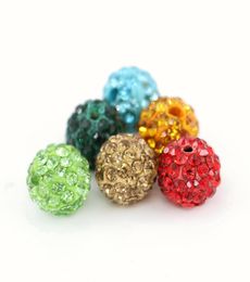 Mix kleur shamballa losse bal kralen half geboorde 6 rijen strass ploymer klei discobal kralen 100pcsBag9586381