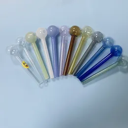 10 cm de longitud Quemador de aceite de vidrio Pipa para fumar Mini Bubbler Bowl Cera Vaporizador 12 colores para la opción Rosa disponible