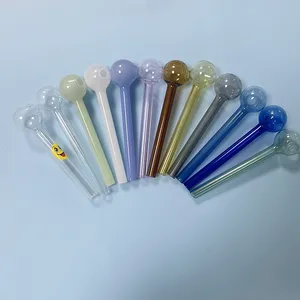 10 cm Lengte Glas Olie Brander Pijp Mini Bubbler Bowl Wax Vaporizer 12 Kleuren Voor Optie Roze Beschikbaar