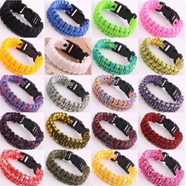 Mezcle los colores que elija Auto-rescate Paracord Paracaídas Cordón Pulseras Pulsera de supervivencia Camping Travel Kit337b