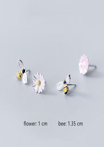 Mix ontwerp 925 Sterling zilveren asymmetrische honing bijenniveau oorbellen strass sun flower oordingen voor vrouwen meisjes pendientes sieraden2553436