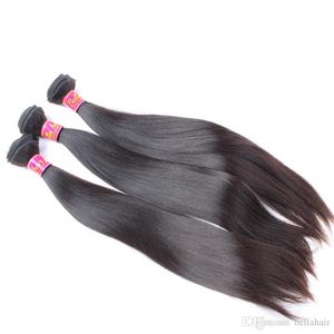 Extensiones de cabello humano virgen sin procesar, pelo brasileño liso y sedoso, extensiones de trama 1, 3, 4 Uds., bellahair, envío directo, 100