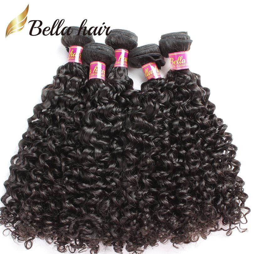 Poules de cheveux vierges humaines Extensions Curly Wave Malaysian 100% Hair non transformés tissages Double Toute noire naturel 3-4pcs Bellahair 8-34 pouces 8a