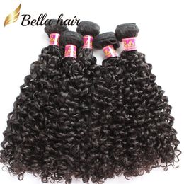 extensiones de paquetes de cabello virgen humano onda rizada malasia 100 tejidos de cabello sin procesar trama doble negro natural 34pcs bellahair 834 pulgadas 8a