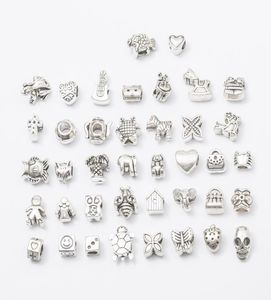 Mix Metals 40 -stijl Antiek verzilverde legering Big Hole Charms Spacer Beads Fit Bracelet Diy Sieraden Kettingen Hangers64363333333