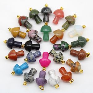 Mélange de breloques en pierre naturelle, cristal de Quartz, améthyste, Agates, Aventurine, pendentif champignon pour bricolage, accessoires de fabrication de bijoux