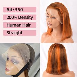 Mix Orange Color Lace Wig Bobohair Volledige frontale Bobo Haar Wig Human Hair Real Hair Volledige hoofddeksels Shortwigs HumanHair Pruik
