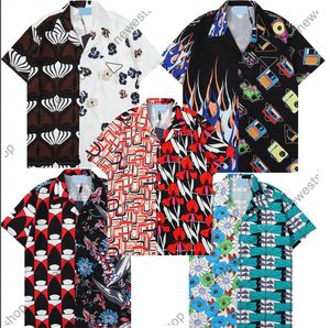 Mélanger l'ordre Mens Casual Shirts 23SS Hawaii Floral flowers Print Beach tShirts designer luxe tshirt Casual Summer Silk Bowling Shirt femmes t-shirt XXXL 3XL