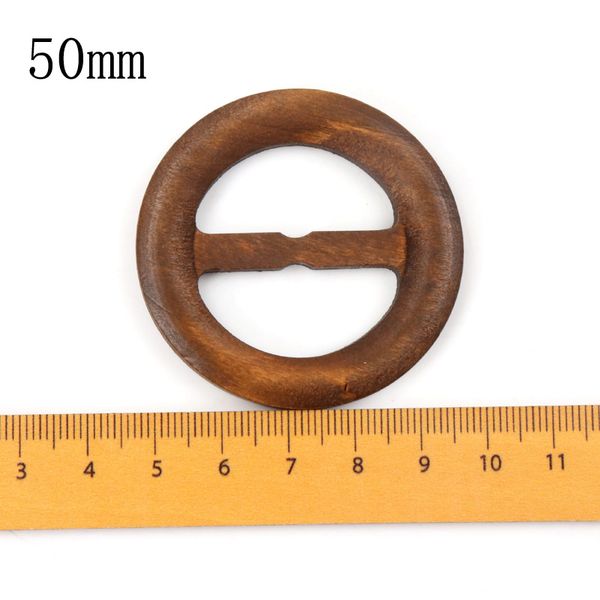 Mezclar Garniture de forma redonda Artesanía de madera hecha a mano Anillo de hebilla de hebilla Accesorios de ropa de madera de costura DIY 50-60 mm 5pcs