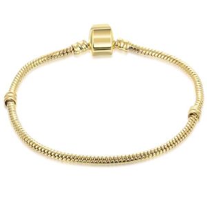 Rétro plaqué or bracelet à breloques Mix taille 17CM-21CM chaînes de serpent bijoux à bricoler soi-même accessoires fit Style européen perles en gros