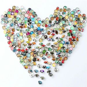 Mix Drukknoop 12MM Glas Strass Sieraden Charms Willekeurig 50PC169O