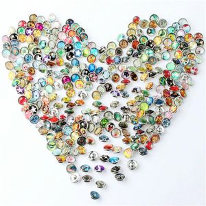 Mix Drukknoop 12MM Glas Strass Sieraden Charms Willekeurig 50PC214b