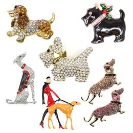 Mélange de Style bijoux de mode broche en cristal Animal lévrier chien chiot broches broche 240106 240125