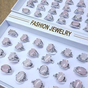 Mix Styles Ovaal Rose Quartz Stone Rings vrouwen roze kristallen kralen vingerringfeestje Wedding Street kraampjes
