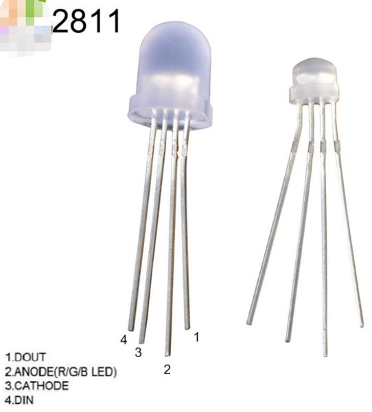 mélanger à travers le trou WS2811 5mm 8mm led adressables à 4 broches pour le bricolage, l'expérimentation, l'enseignement, etc.