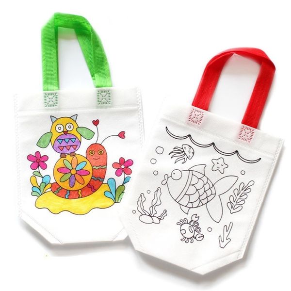 Mélanger En Gros 30 Pcs Dessiner Peinture Jouet Éducatif Pour Enfants DIY Protection De L'environnement Graffiti Sac Maternelle Main Matériaux