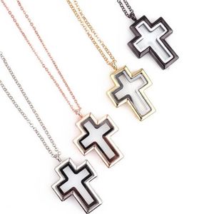 Gemengde 10 stks veel Cross Drijvende Charme Effen Medaillon Magnetische Levende Glas Geheugen Ketting Sieraden Vrouwen Kerstcadeaus Hanger Neck310h