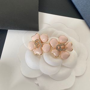 Gemengde 18K Vergulde Messing Dubbele Letters Stud Geometrische Beroemde Vrouwen Luxe Merk Ontwerpers Koper Kristal Strass Bloem Oorbel Bruiloft Sieraden