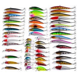 Gemengd 56pc diverse visserij Lure Set Plastic Hard Wobbler Crankbait Swimbait met Treble Hook Minnow Aas Carp Fish Spinners