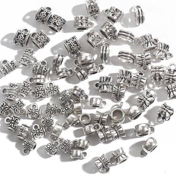 Mélange de perles d'espacement en alliage plaqué argent ancien, Tube ample, pour la fabrication de bijoux, breloques, accessoires de collier, bracelet à bricoler soi-même