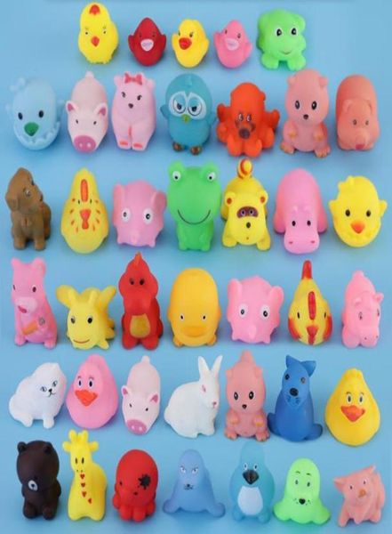 Animales mezclados, juguetes acuáticos para nadar, pato de goma flotante suave colorido, sonido al estrujar, juguete de baño chirriante para baño de bebé Toys1212574