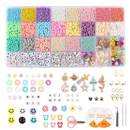 Perles mixtes Ensemble pour les bijoux fabriquant des perles de graines de 3 mm 6 mm en argile en argile Perles plates pour le bracelet Perles de bricolage Accessoires Set Kit 231227