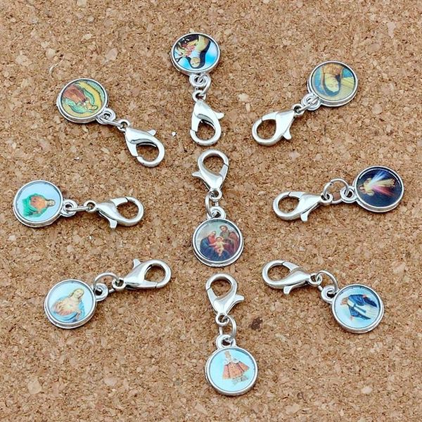 Médailles d'église catholique mixtes Saints Croix Charme Fermoirs à homard flottants Pendentifs pour la fabrication de bijoux Bracelet Collier DIY Accessor277y