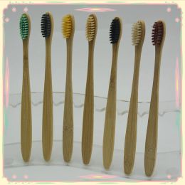 Brosse à dents en bambou de couleur mixte brosse à dents en bambou de haute qualité brosse à dents à poils souples saine et écologique ZZ