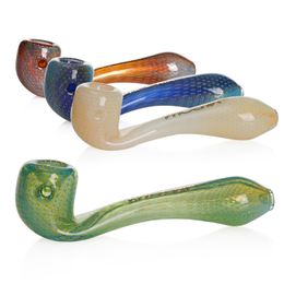 Piège à bulles de couleurs mélangées, tuyaux à main avec cuillère à tabac en verre fumé argenté de 6 pouces, accessoire pour fumer du tabac à l'huile