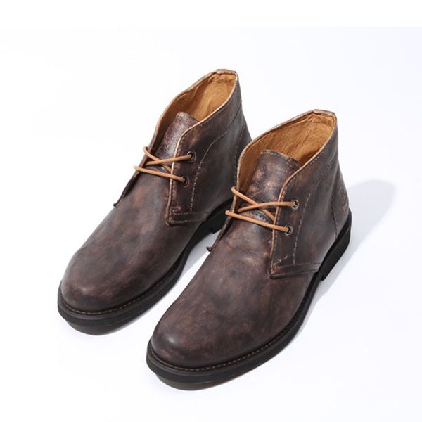 Couleur mixte affaires bottes décontractées en cuir véritable hommes chaussures hautes hommes hiver bottines à lacets bottes de travail d'hiver hommes E78